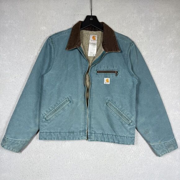 Carhartt Jackets & Blazers - Vintage Carhartt Detroit WJ097 DTL Teal Full Zip Sherpa Jacket Women’s Sz Small